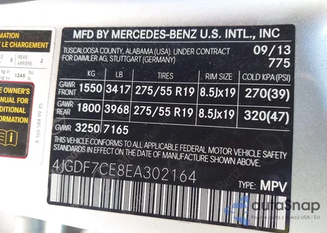 2014 Mercedes-Benz Gl 450 4Matic из США, поврежденный, VIN 4JGDF7CE8EA302164